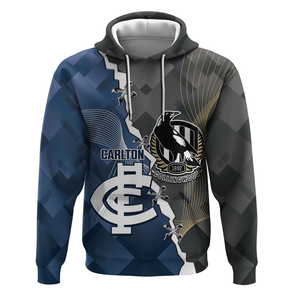 Carlton Collingwood Football Personalised Hoodie Blues Magpies Together Dynamic Style