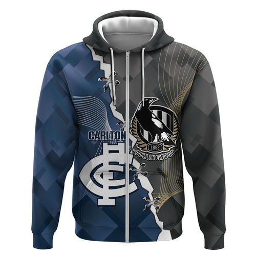 Carlton Collingwood Football Personalised Hoodie Blues Magpies Together Dynamic Style