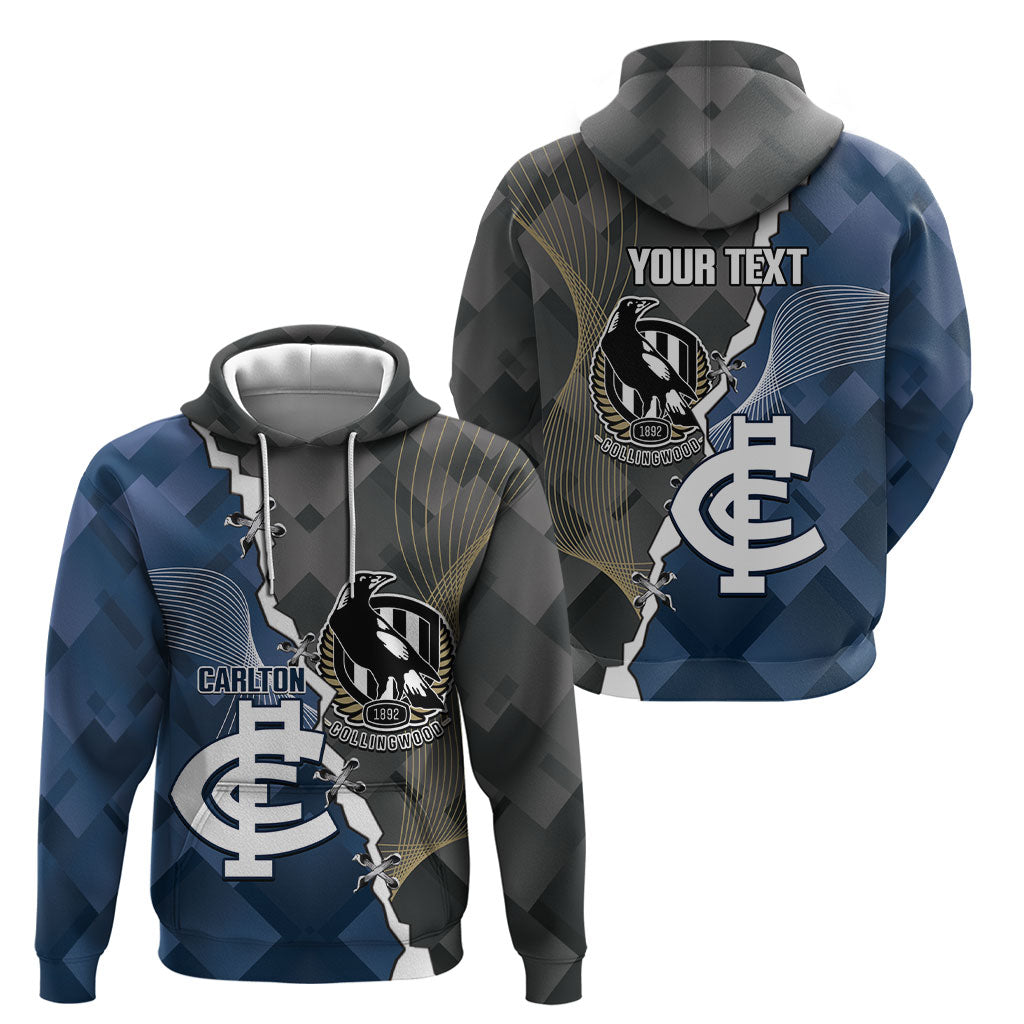 Carlton Collingwood Football Personalised Hoodie Blues Magpies Together Dynamic Style