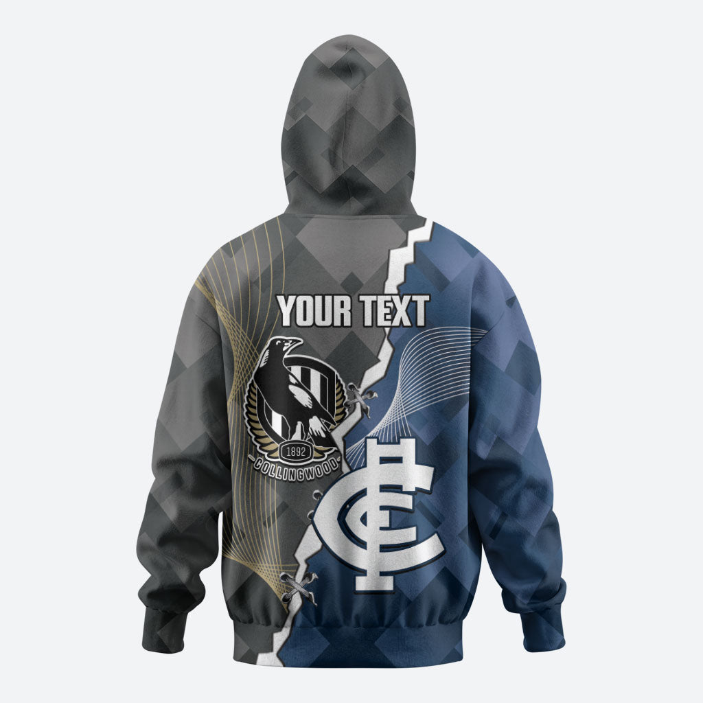 Carlton Collingwood Football Personalised Hoodie Blues Magpies Together Dynamic Style
