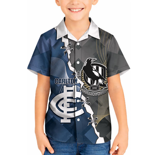 Carlton Collingwood Football Personalised Kid Hawaiian Shirt Blues Magpies Together Dynamic Style