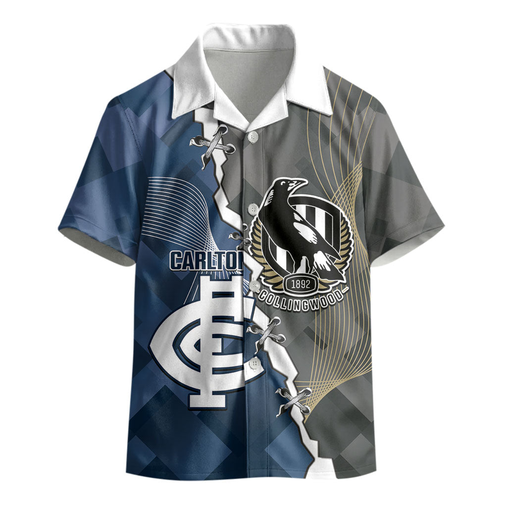 Carlton Collingwood Football Personalised Kid Hawaiian Shirt Blues Magpies Together Dynamic Style