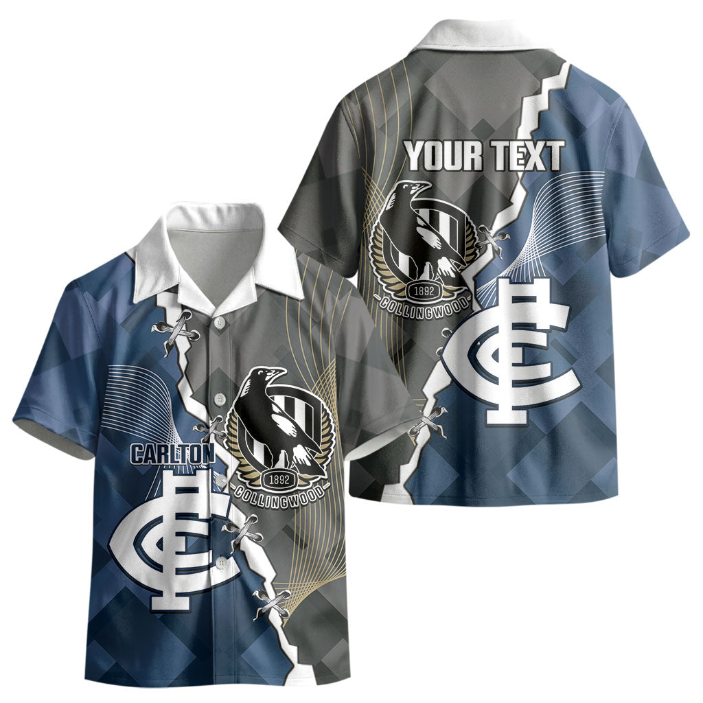Carlton Collingwood Football Personalised Kid Hawaiian Shirt Blues Magpies Together Dynamic Style