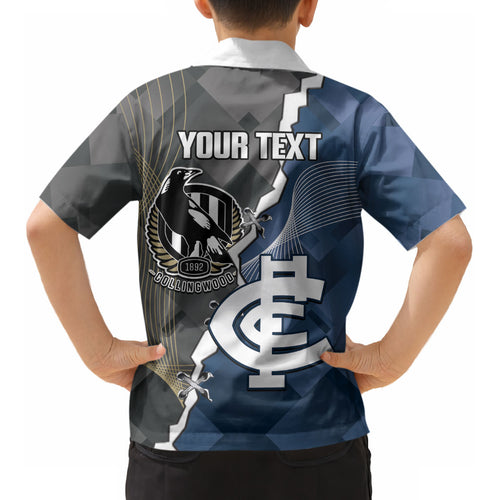 Carlton Collingwood Football Personalised Kid Hawaiian Shirt Blues Magpies Together Dynamic Style