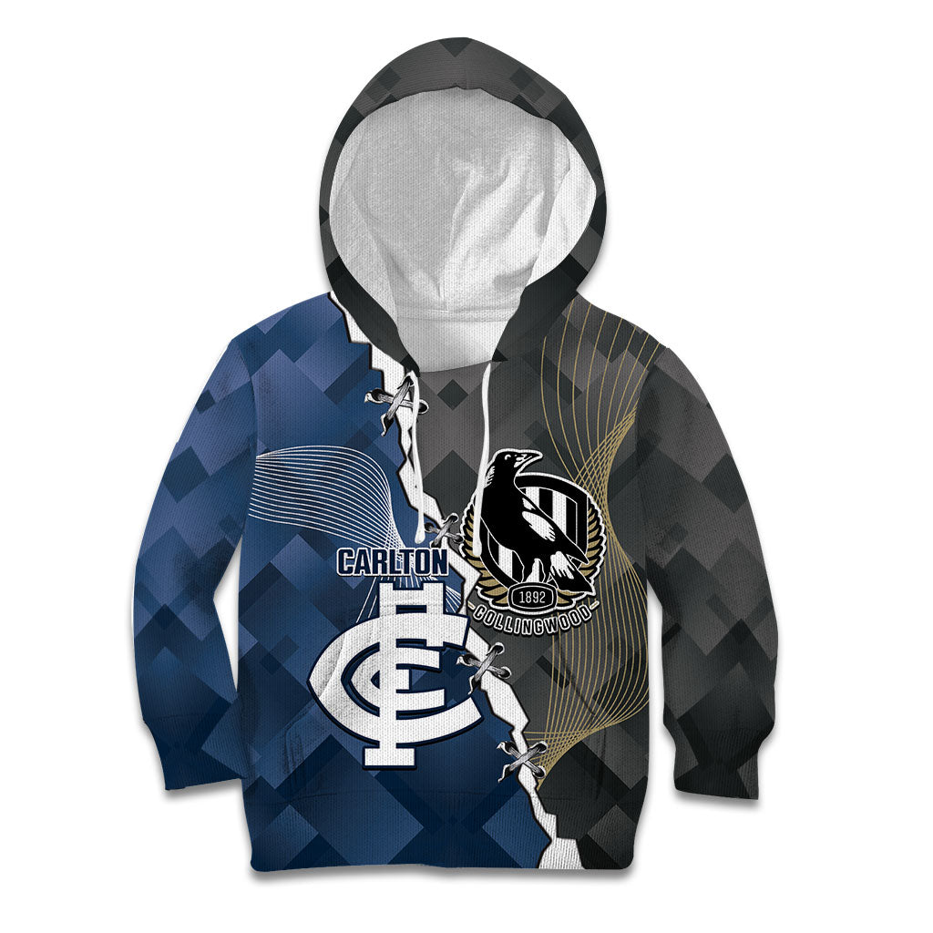Carlton Collingwood Football Personalised Kid Hoodie Blues Magpies Together Dynamic Style