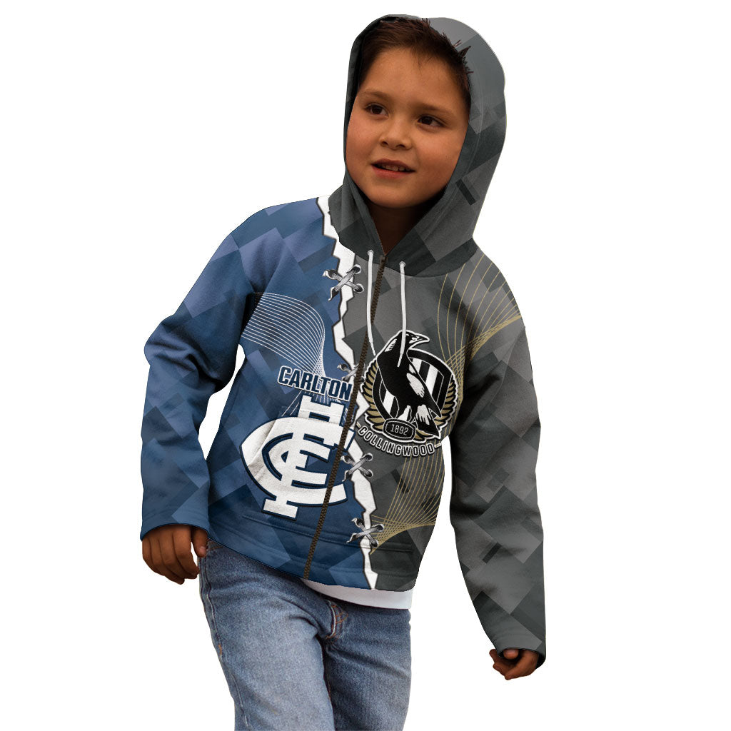 Carlton Collingwood Football Personalised Kid Hoodie Blues Magpies Together Dynamic Style