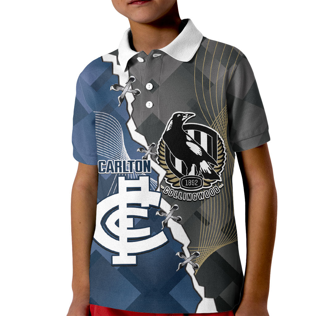 Carlton Collingwood Football Personalised Kid Polo Shirt Blues Magpies Together Dynamic Style