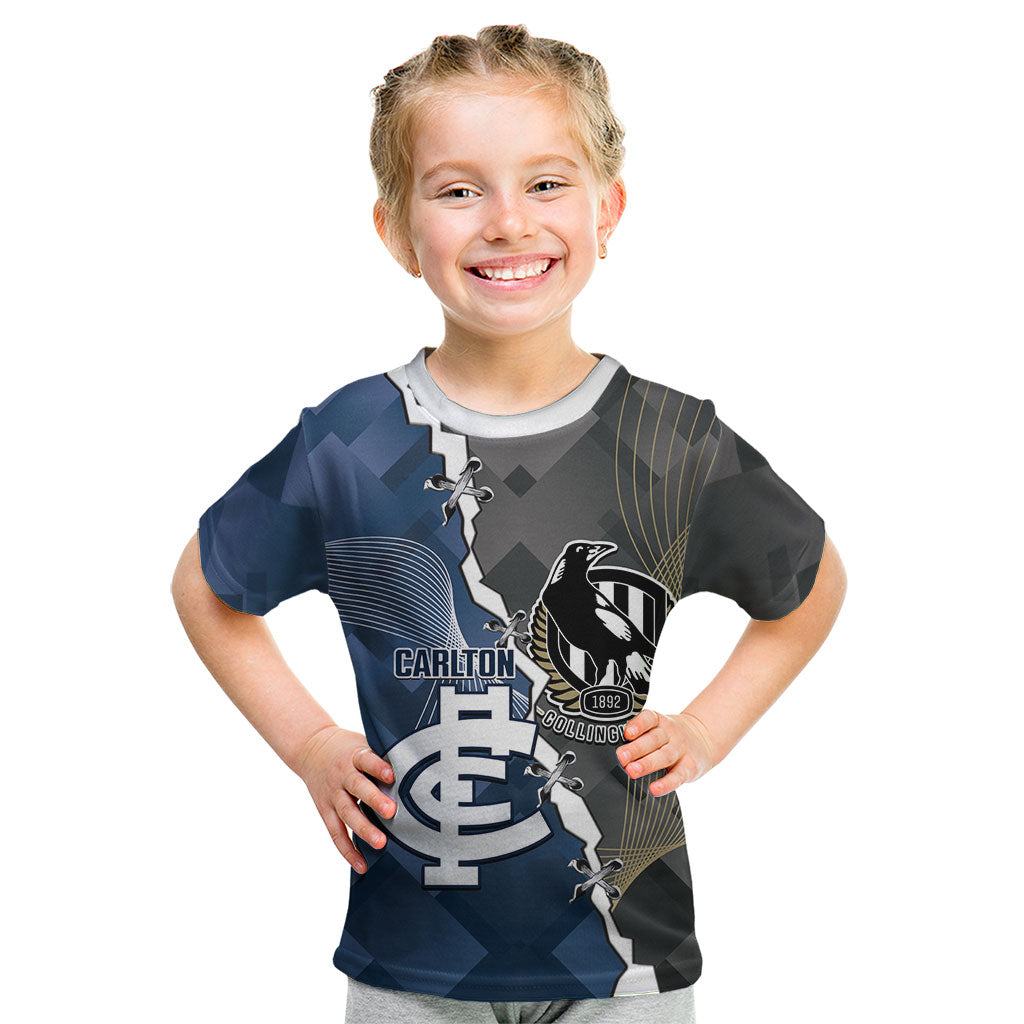 Carlton Collingwood Football Personalised Kid T Shirt Blues Magpies Together Dynamic Style