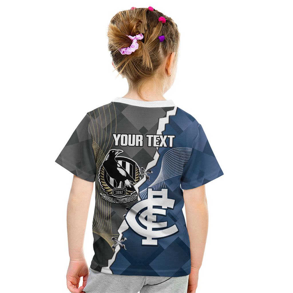 Carlton Collingwood Football Personalised Kid T Shirt Blues Magpies Together Dynamic Style