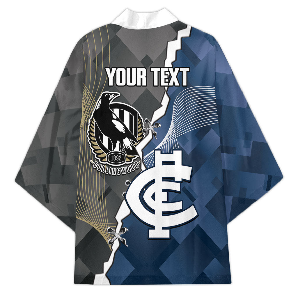 Carlton Collingwood Football Personalised Kimono Blues Magpies Together Dynamic Style