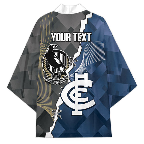 Carlton Collingwood Football Personalised Kimono Blues Magpies Together Dynamic Style