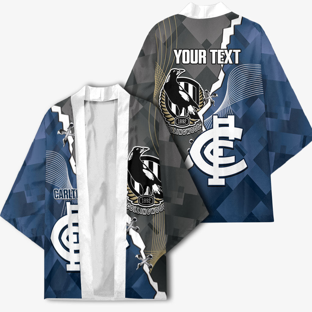 Carlton Collingwood Football Personalised Kimono Blues Magpies Together Dynamic Style