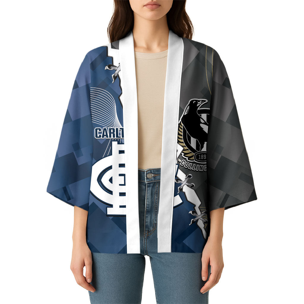 Carlton Collingwood Football Personalised Kimono Blues Magpies Together Dynamic Style