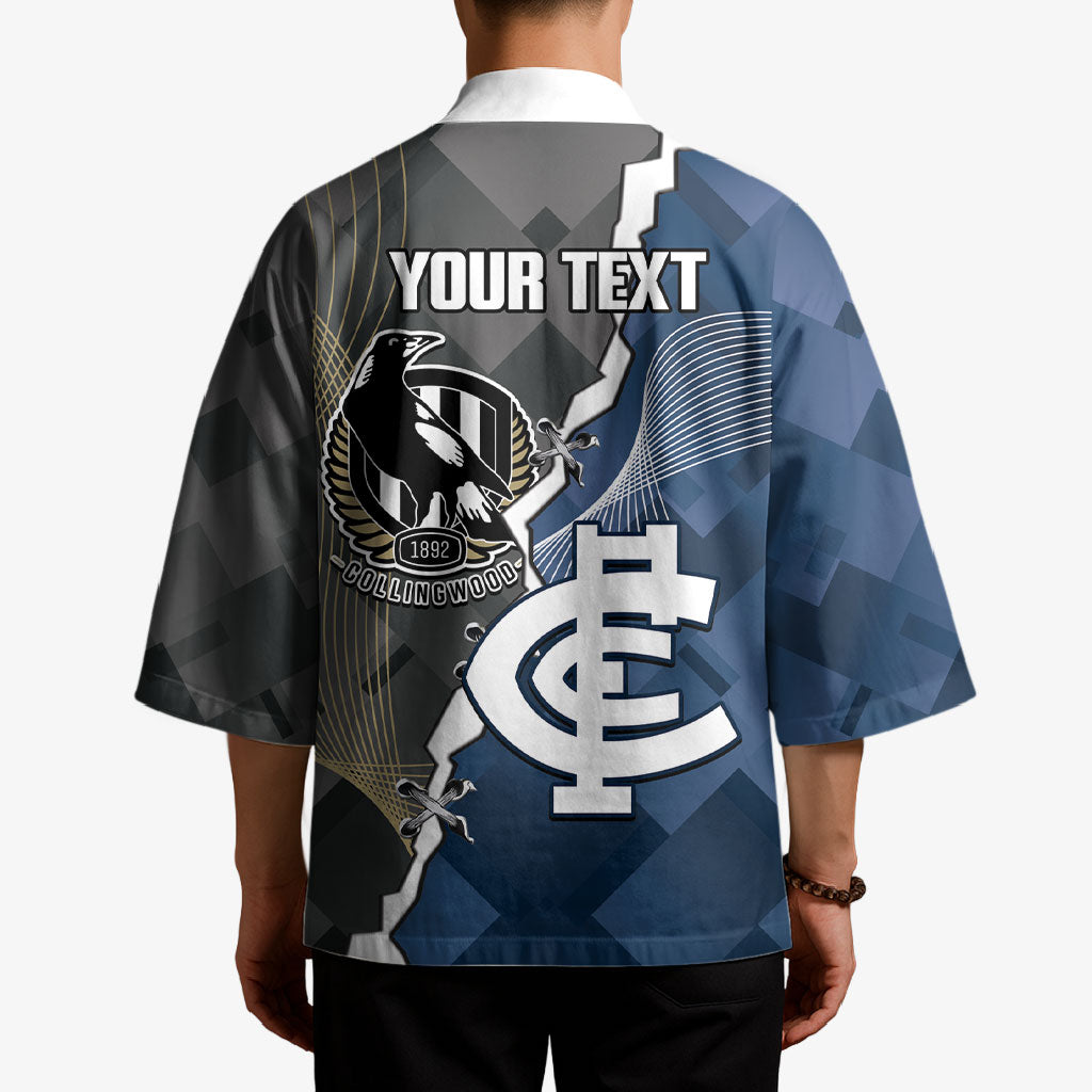 Carlton Collingwood Football Personalised Kimono Blues Magpies Together Dynamic Style