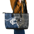 Carlton Collingwood Football Personalised Leather Tote Bag Blues Magpies Together Dynamic Style