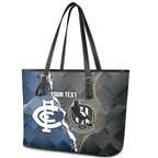 Carlton Collingwood Football Personalised Leather Tote Bag Blues Magpies Together Dynamic Style
