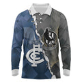 Carlton Collingwood Football Personalised Long Sleeve Polo Shirt Blues Magpies Together Dynamic Style