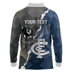 Carlton Collingwood Football Personalised Long Sleeve Polo Shirt Blues Magpies Together Dynamic Style