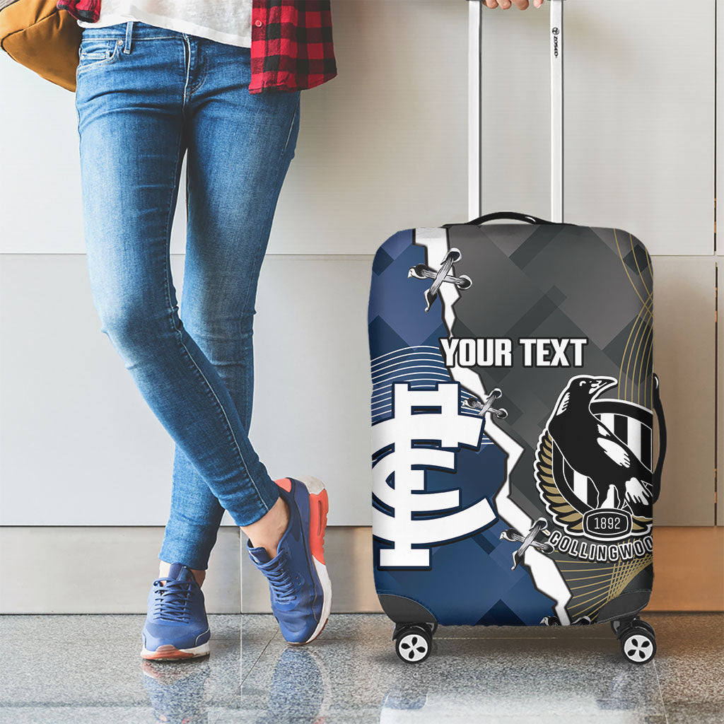 Carlton Collingwood Football Personalised Luggage Cover Blues Magpies Together Dynamic Style