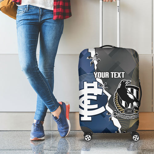 Carlton Collingwood Football Personalised Luggage Cover Blues Magpies Together Dynamic Style
