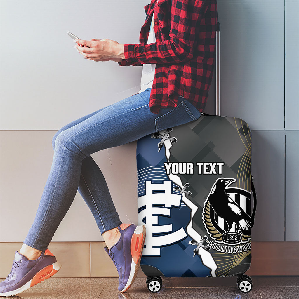 Carlton Collingwood Football Personalised Luggage Cover Blues Magpies Together Dynamic Style