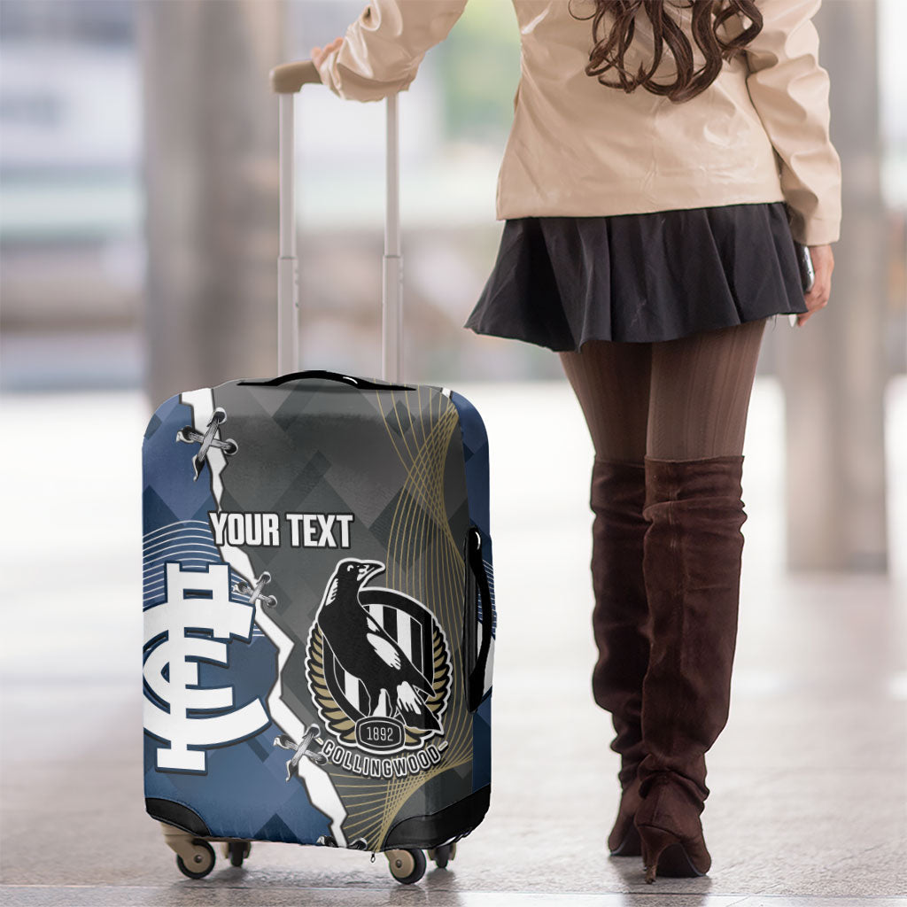 Carlton Collingwood Football Personalised Luggage Cover Blues Magpies Together Dynamic Style