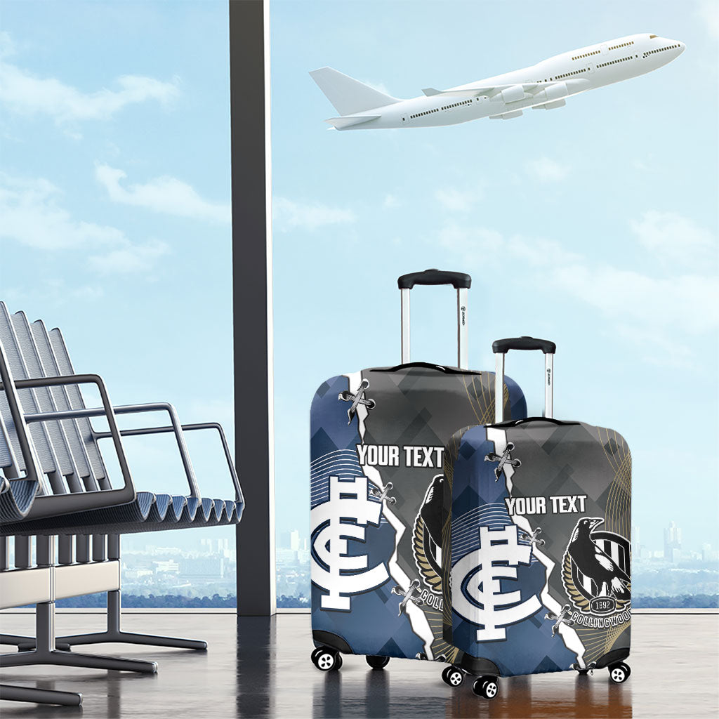 Carlton Collingwood Football Personalised Luggage Cover Blues Magpies Together Dynamic Style