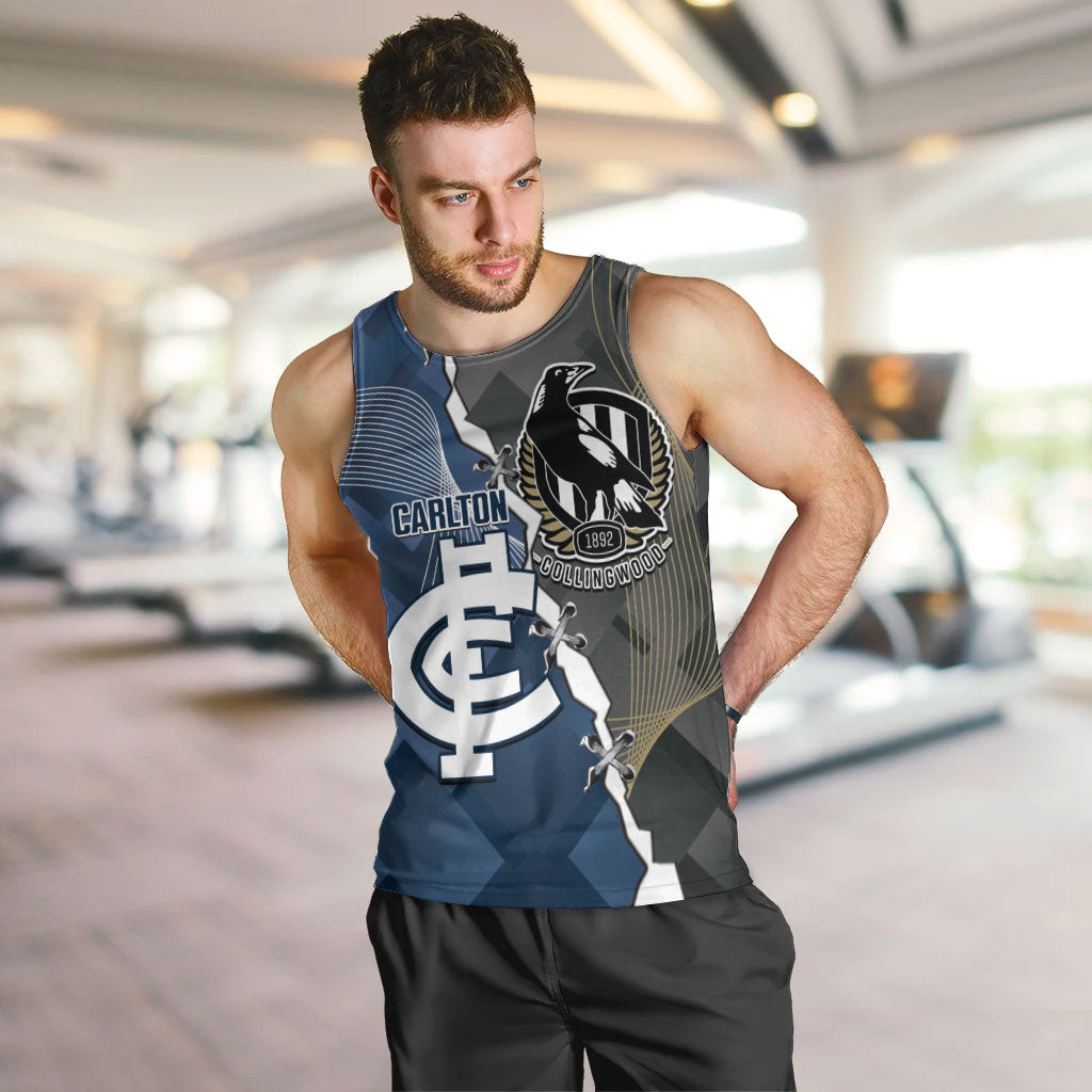 Carlton Collingwood Football Personalised Men Tank Top Blues Magpies Together Dynamic Style