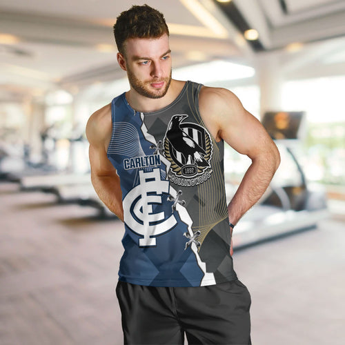 Carlton Collingwood Football Personalised Men Tank Top Blues Magpies Together Dynamic Style