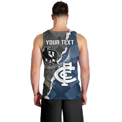 Carlton Collingwood Football Personalised Men Tank Top Blues Magpies Together Dynamic Style