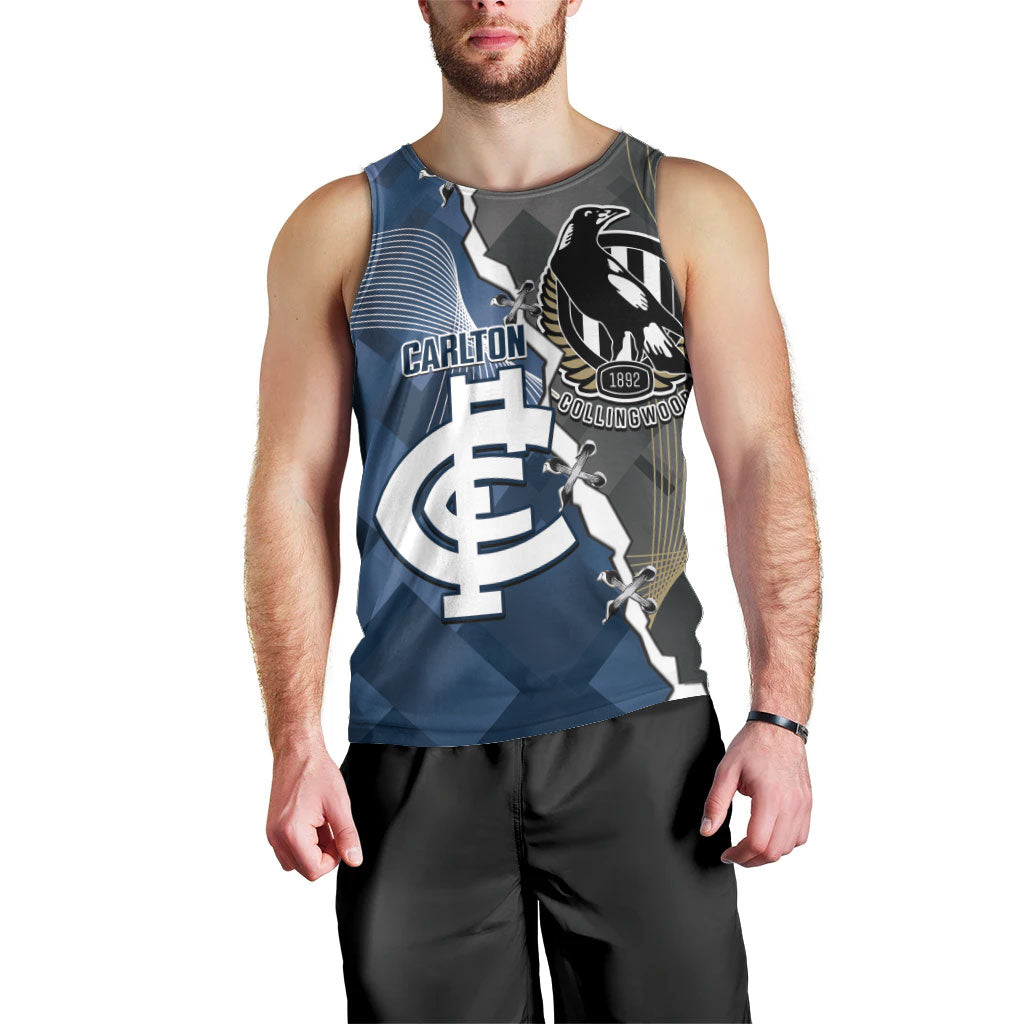 Carlton Collingwood Football Personalised Men Tank Top Blues Magpies Together Dynamic Style