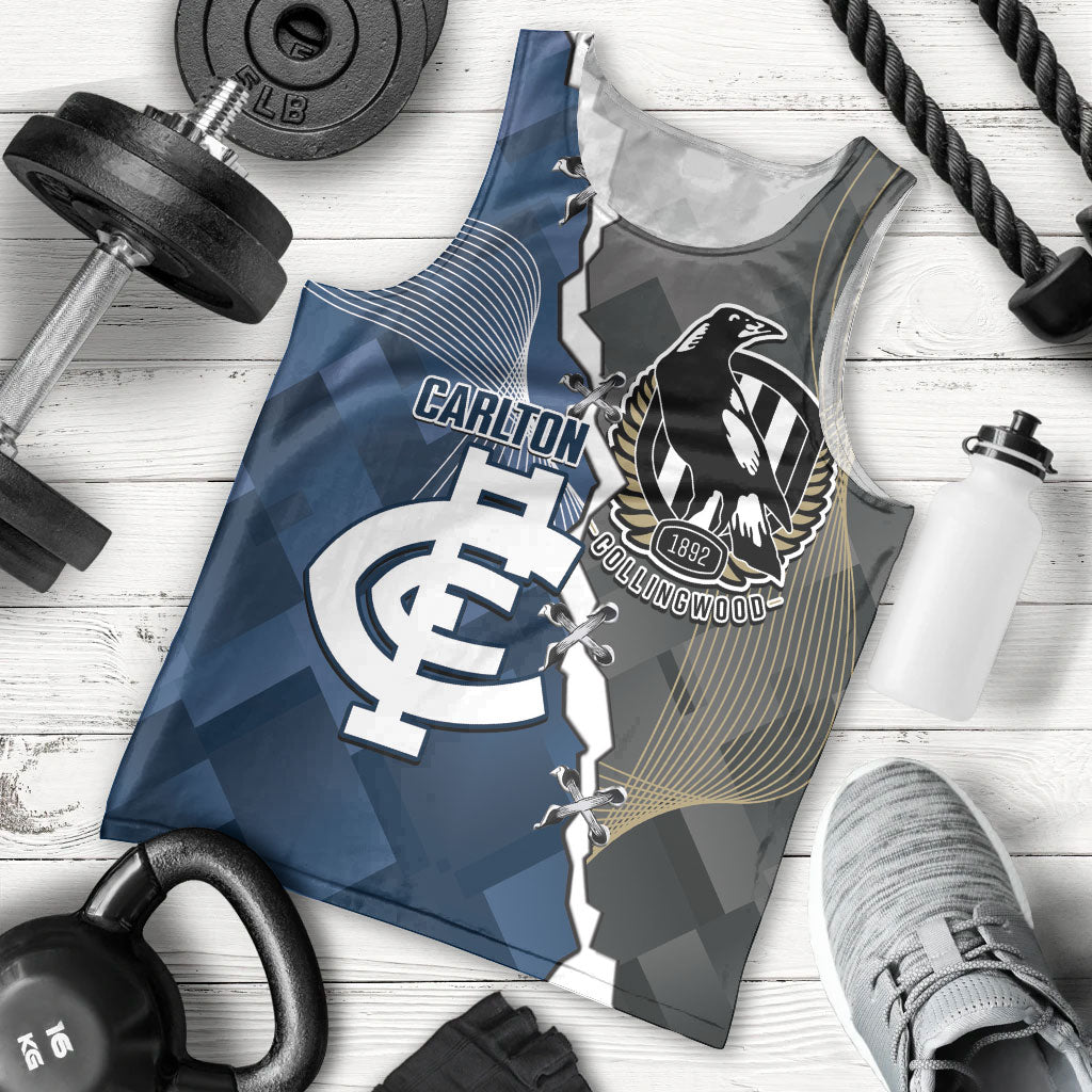 Carlton Collingwood Football Personalised Men Tank Top Blues Magpies Together Dynamic Style