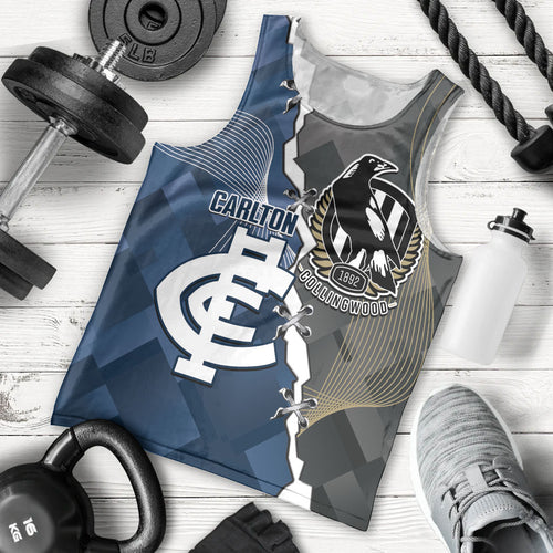 Carlton Collingwood Football Personalised Men Tank Top Blues Magpies Together Dynamic Style