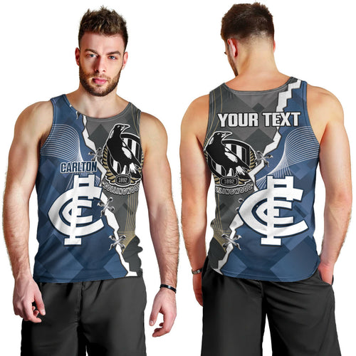 Carlton Collingwood Football Personalised Men Tank Top Blues Magpies Together Dynamic Style