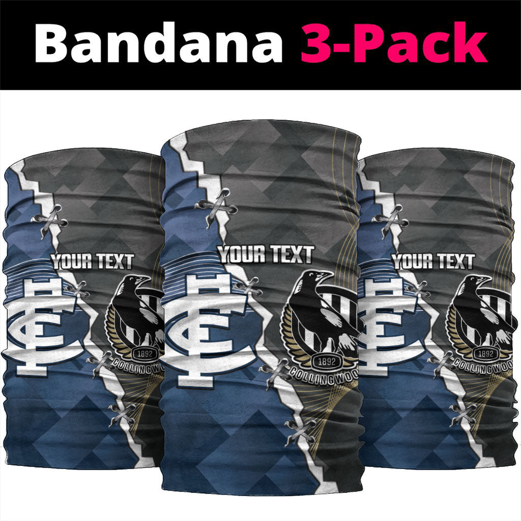 Carlton Collingwood Football Personalised Neck Gaiter Blues Magpies Together Dynamic Style