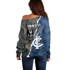 Carlton Collingwood Football Personalised Off Shoulder Sweater Blues Magpies Together Dynamic Style