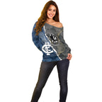 Carlton Collingwood Football Personalised Off Shoulder Sweater Blues Magpies Together Dynamic Style