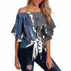 Carlton Collingwood Football Personalised Off Shoulder Wrap Waist Top Blues Magpies Together Dynamic Style