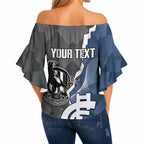 Carlton Collingwood Football Personalised Off Shoulder Wrap Waist Top Blues Magpies Together Dynamic Style