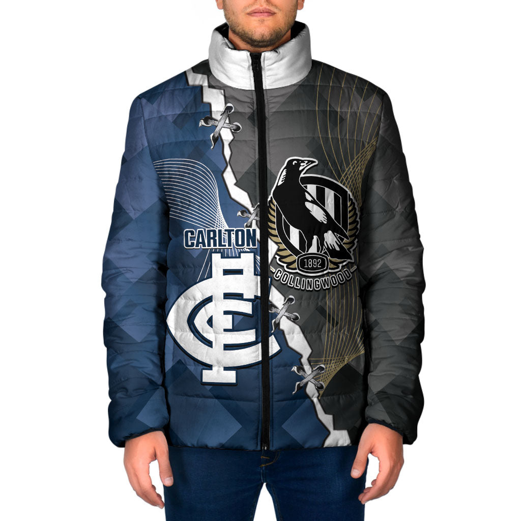 Carlton Collingwood Football Personalised Padded Jacket Blues Magpies Together Dynamic Style