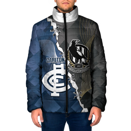 Carlton Collingwood Football Personalised Padded Jacket Blues Magpies Together Dynamic Style