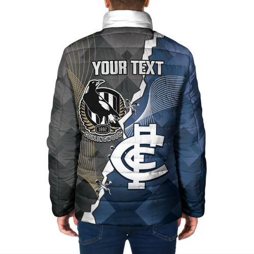 Carlton Collingwood Football Personalised Padded Jacket Blues Magpies Together Dynamic Style