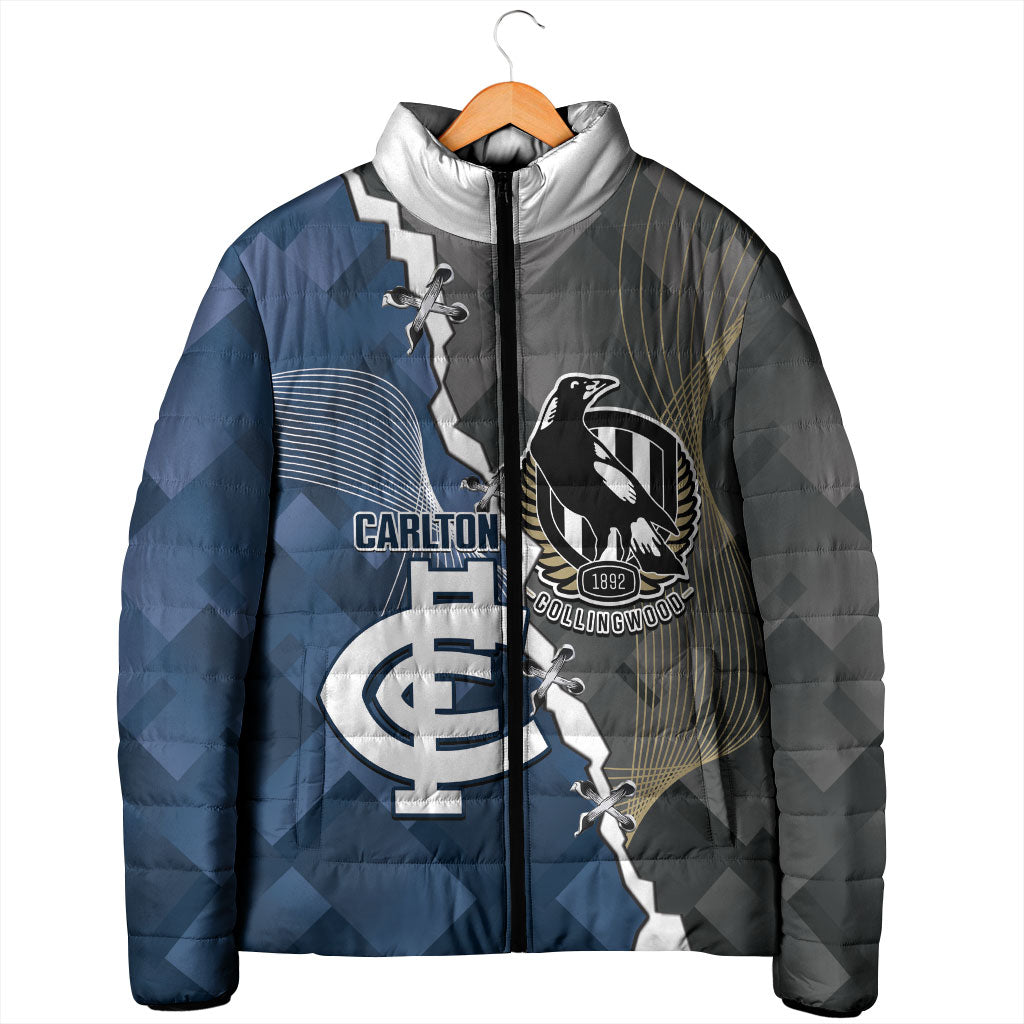 Carlton Collingwood Football Personalised Padded Jacket Blues Magpies Together Dynamic Style