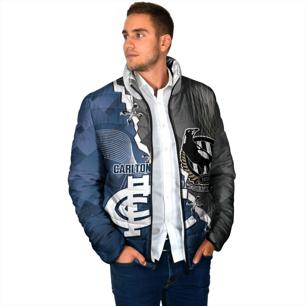 Carlton Collingwood Football Personalised Padded Jacket Blues Magpies Together Dynamic Style
