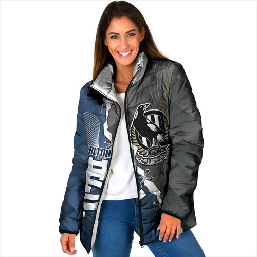 Carlton Collingwood Football Personalised Padded Jacket Blues Magpies Together Dynamic Style