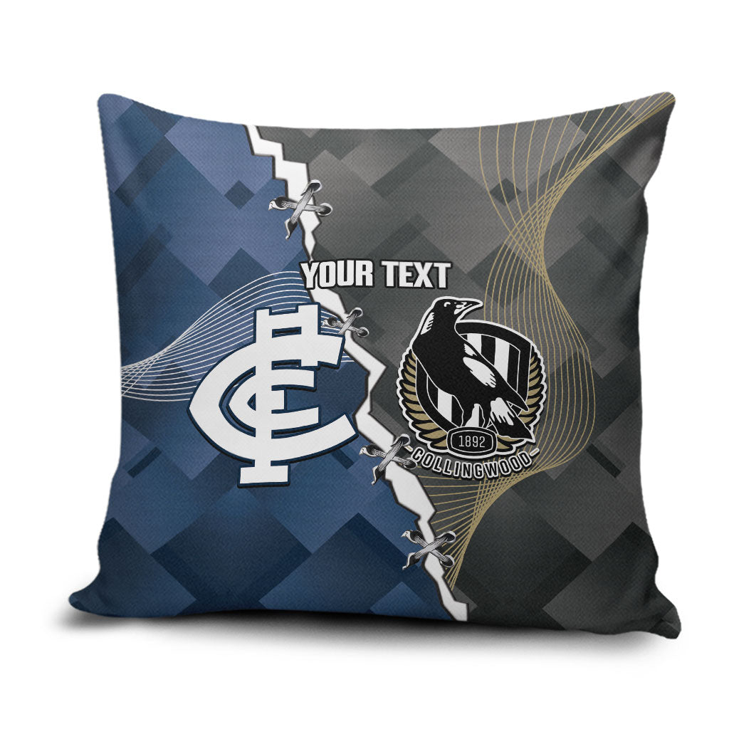 Carlton Collingwood Football Personalised Pillow Cover Blues Magpies Together Dynamic Style