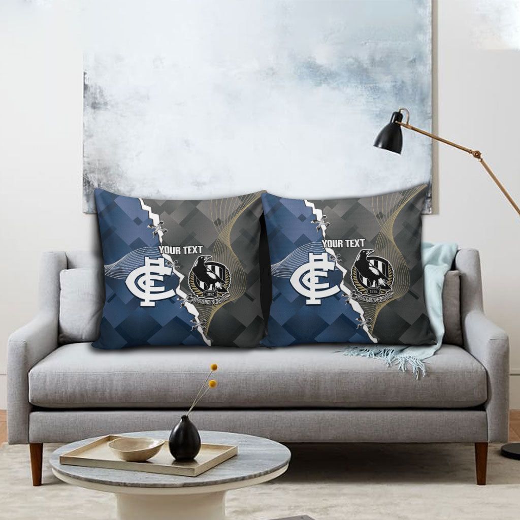 Carlton Collingwood Football Personalised Pillow Cover Blues Magpies Together Dynamic Style