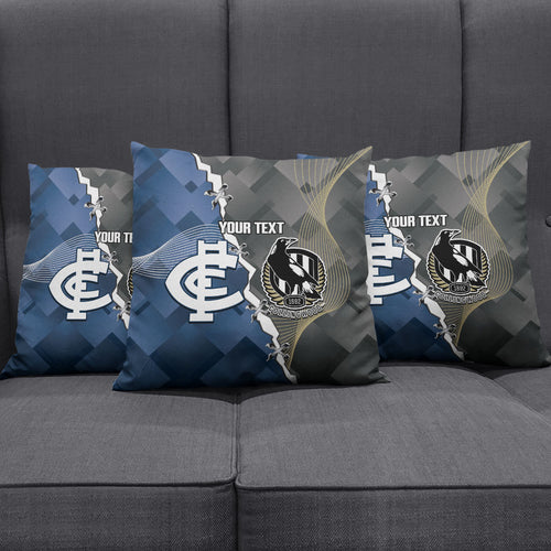 Carlton Collingwood Football Personalised Pillow Cover Blues Magpies Together Dynamic Style