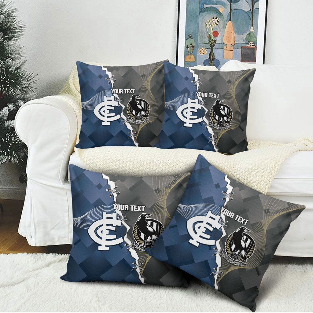 Carlton Collingwood Football Personalised Pillow Cover Blues Magpies Together Dynamic Style