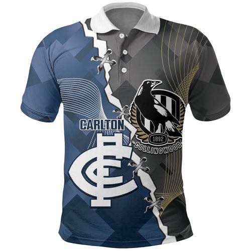 Carlton Collingwood Football Personalised Polo Shirt Blues Magpies Together Dynamic Style